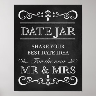 Póster Sinal de Casamento - Data Jar Wedding Sign Sinal
