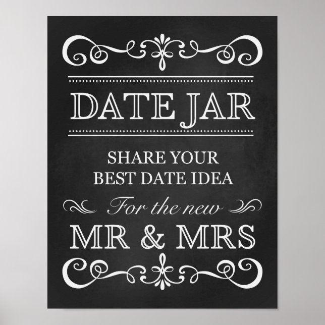 Póster Sinal de Casamento - Data Jar Wedding Sign Sinal (Frente)