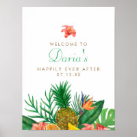 Sinal de Casamento de Abacaxi Tropical