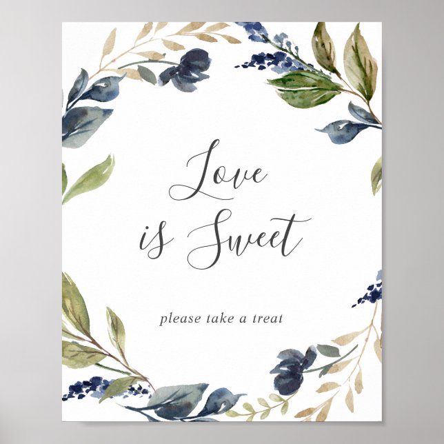Poster Sinal de casamento de amor verde outono é doce (Frente)
