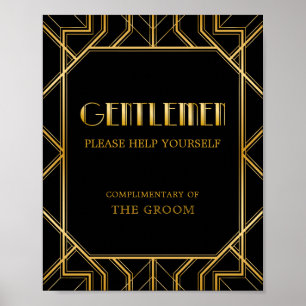 Poster Sinal de Casamento de Banheiro Masculino   Gatsby 
