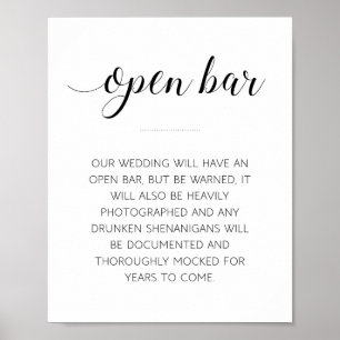 Póster Sinal de Casamento de Bar Aberto Engraçado