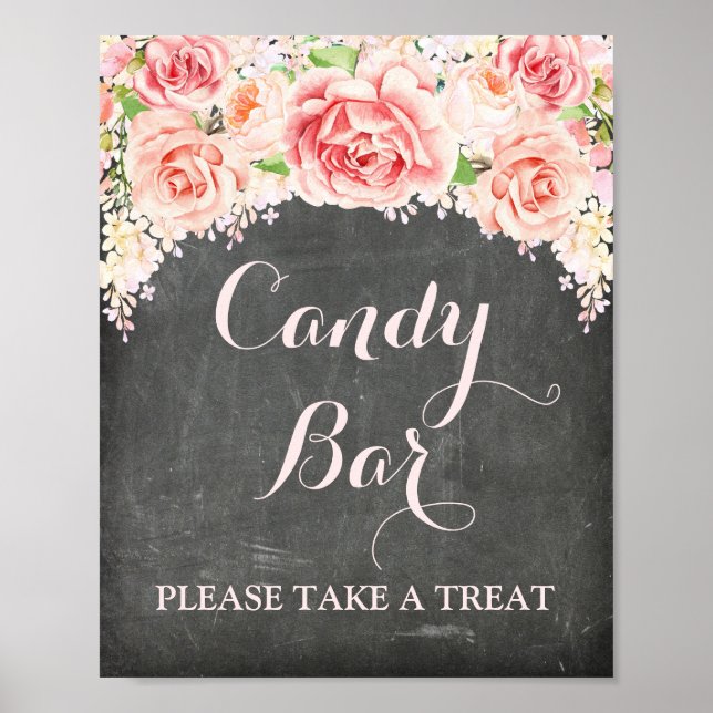 Póster Sinal de Casamento de Bar Candy Câncer Cor de Água (Frente)