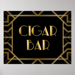 Poster Sinal de Casamento de Bar de Charuto   Gatsby Art 