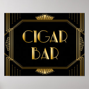 Poster Sinal de Casamento de Bar de Charuto   Gatsby Art 