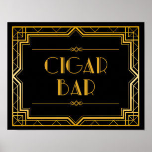 Poster Sinal de Casamento de Bar de Charuto   Gatsby Art 