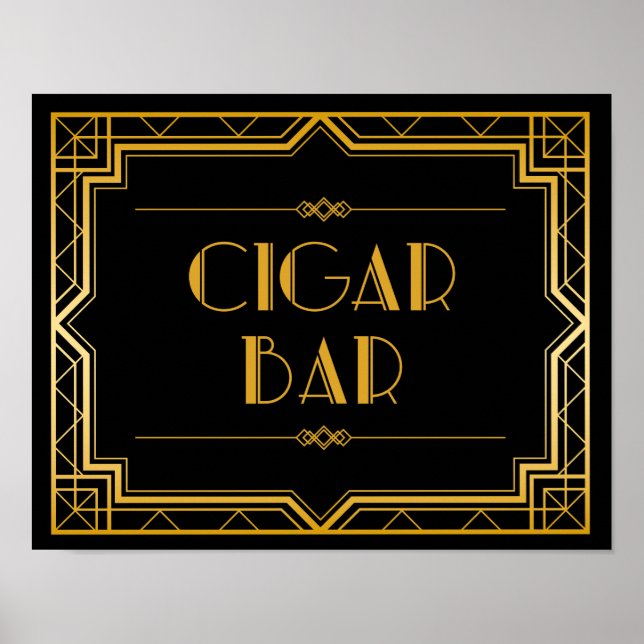 Poster Sinal de Casamento de Bar de Charuto | Gatsby Art  (Frente)