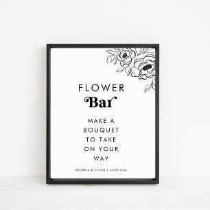 Poster Sinal de Casamento de Bar de Flor de Coração com S