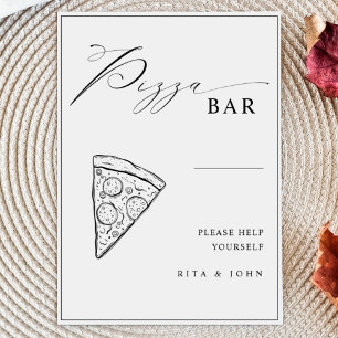 Poster Sinal de Casamento de Bar de Pizza Minimalista Mod