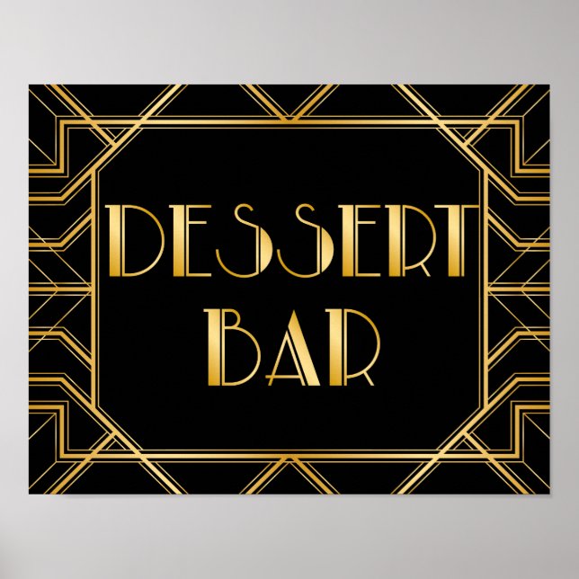 Póster Sinal de Casamento de Bar de Sobremesa | Gatsby Ar (Frente)