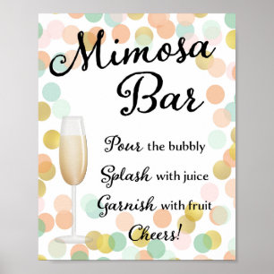 Poster Sinal de Casamento de Bar Mimosa Dourado, Rosa, Mi
