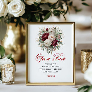 Poster Sinal de Casamento de Barra Aberta Burgundy Blush