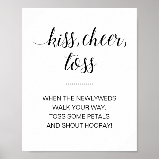 Poster Sinal de Casamento de Beijo Cheer Toss Flower Conf (Frente)