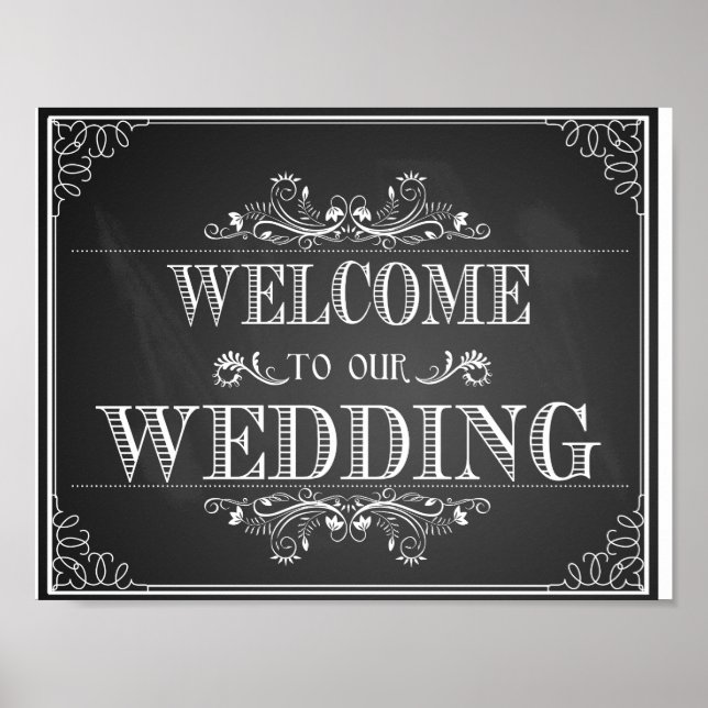 Poster Sinal de casamento de boas-vindas no quadro (Frente)