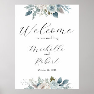 Poster Sinal de casamento de boas-vindas personalizado