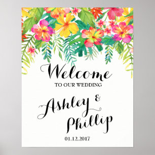Póster Sinal de casamento de boas-vindas Tropical