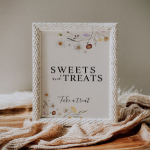 Poster Sinal De Casamento De Boho Wildflower, Sweets And
