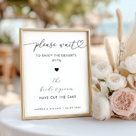 Poster Sinal de Casamento de Bolo de Sobremesas Por Favor
