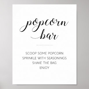 Poster Sinal de Casamento de Buffet do Bar Popcorn Elegan
