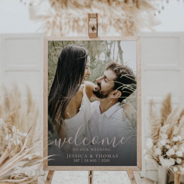 Poster Sinal de Casamento de Caligrafia em Dourado Rosa d (Criador carregado)