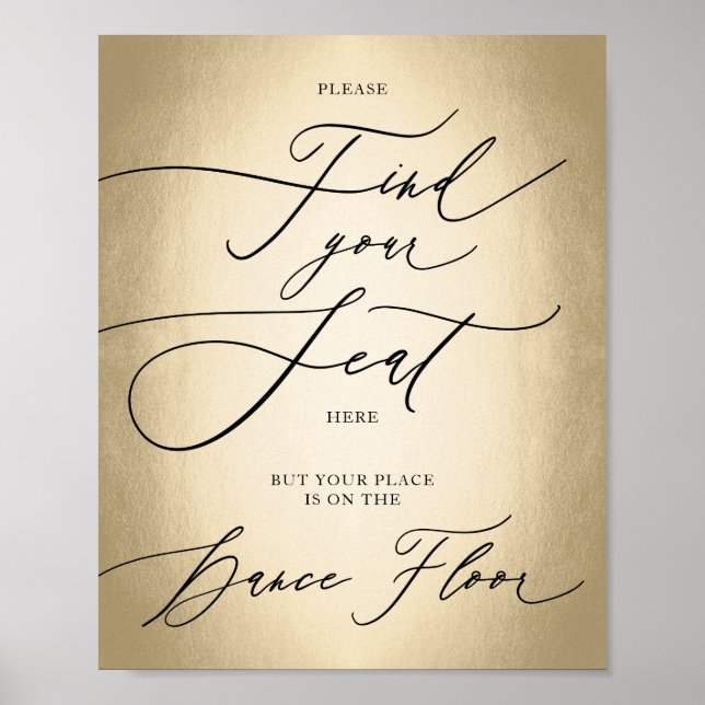 Poster Sinal de Casamento de Caligrafia Encontre seu asse (Frente)