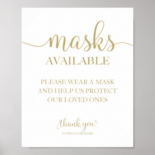 Poster Sinal de casamento de caligrafia simples Máscaras  (Frente)