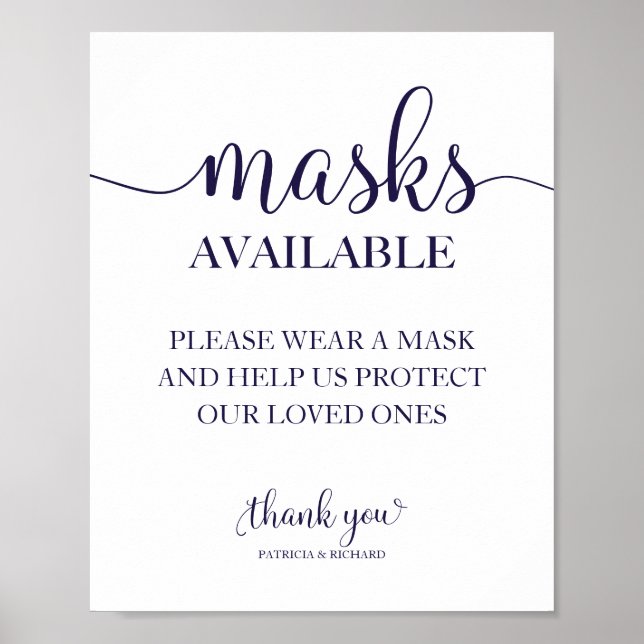 Poster Sinal de Casamento de Caligrafia Simples Máscaras  (Frente)