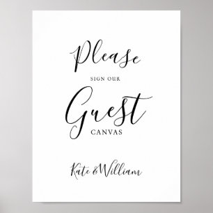 Poster Sinal de casamento de canvas de convidado moderno