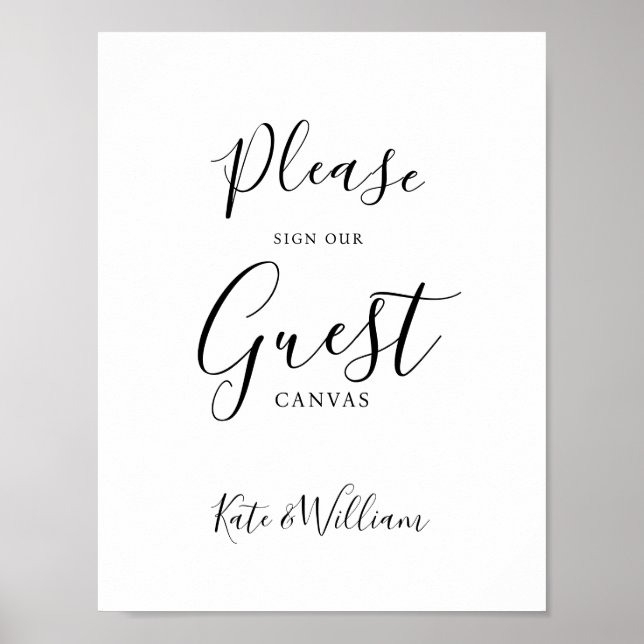 Poster Sinal de casamento de canvas de convidado moderno (Frente)