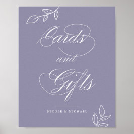 Poster Sinal de casamento de cartas e presentes violetas