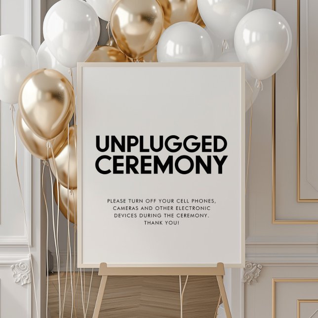 Poster Sinal de casamento de cerimônia desplugada minimal (Criador carregado)