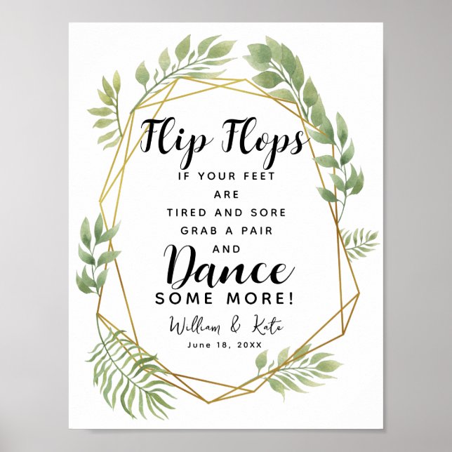 Poster Sinal de casamento de chinelos de folhagem de cris (Frente)