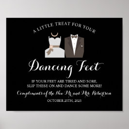 Poster Sinal de Casamento de Chinelos de Pés Dançantes de