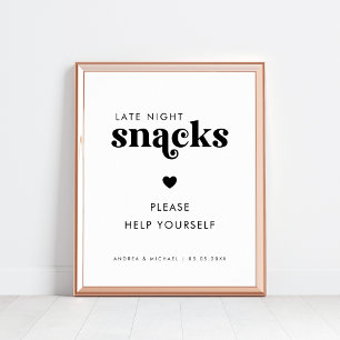 Poster Sinal de Casamento de Coração de Snacks Noturnos T