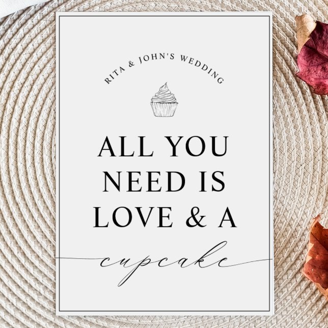 Poster Sinal de Casamento de Cupcake Moderno Minimalista (Criador carregado)