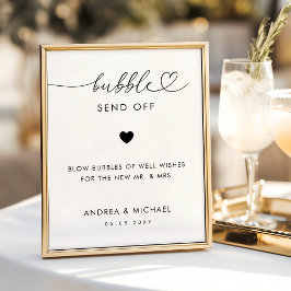 Poster Sinal de Casamento de Envio de Bolhas de Coração R
