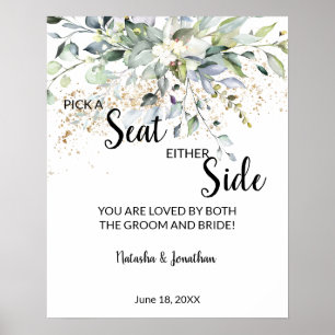 Poster Sinal de Casamento de Escolha de Assento de Ervas