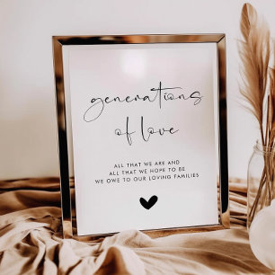 Poster Sinal de Casamento de Estilo Moderno de Gerações d