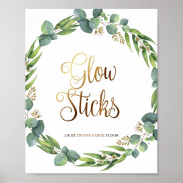 Poster Sinal de casamento de Eucalyptus para paus brilhan