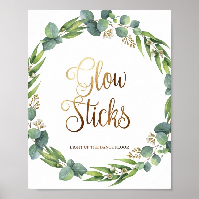 Poster Sinal de casamento de Eucalyptus para paus brilhan (Frente)