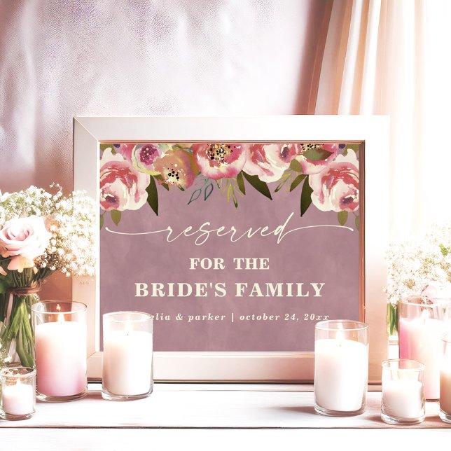 Poster Sinal de Casamento de Família Personalizado Opheli (Say "I DO" to Romantic Watercolor Florals and a Cottagecore Vibe with the Ophelia Wedding Suite.)