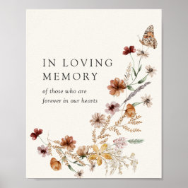 Poster Sinal de Casamento de Flor Silvestre de Boho Outon