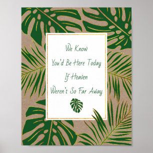 Poster Sinal de casamento de folhas tropicais verdes e do