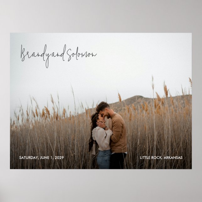 Poster Sinal de Casamento de Foto Elegante Moderno (Frente)