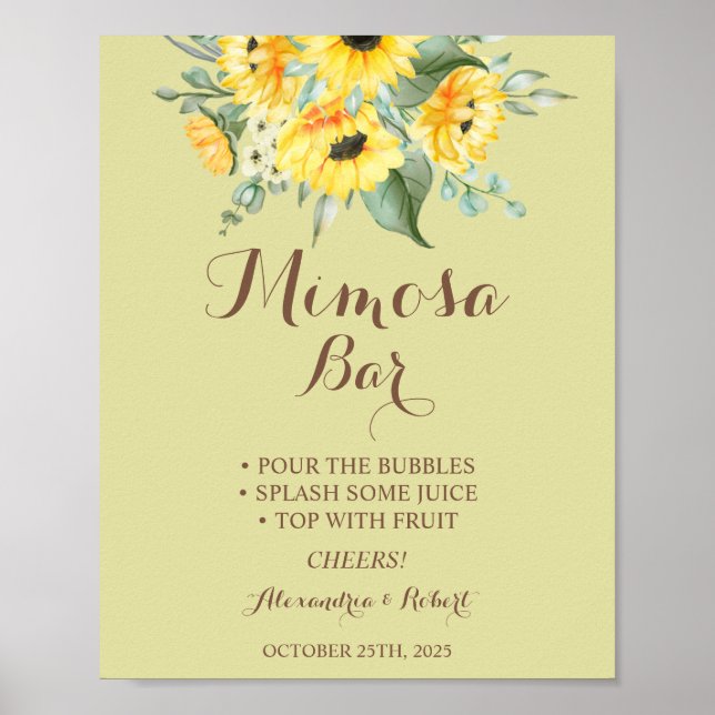 Poster Sinal de Casamento de Girassóis do Bar Mimosa com  (Frente)