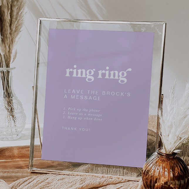 Poster Sinal de Casamento de Guestbook de Áudio de Lavand (Retro Summer Lavender Audio Guestbook Wedding Sign)