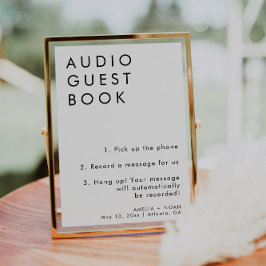 Poster Sinal de Casamento de Guestbook de Áudio Minimalis