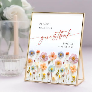 Poster Sinal de Casamento de Guestbook Pastel Pink