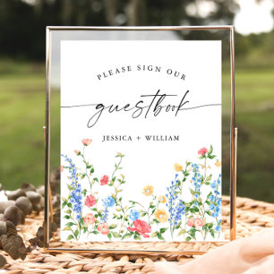 Poster Sinal de Casamento de Guestbook Pastel Pink