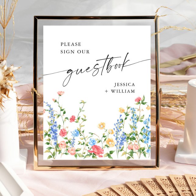 Poster Sinal de Casamento de Guestbook Pastel Pink (Criador carregado)